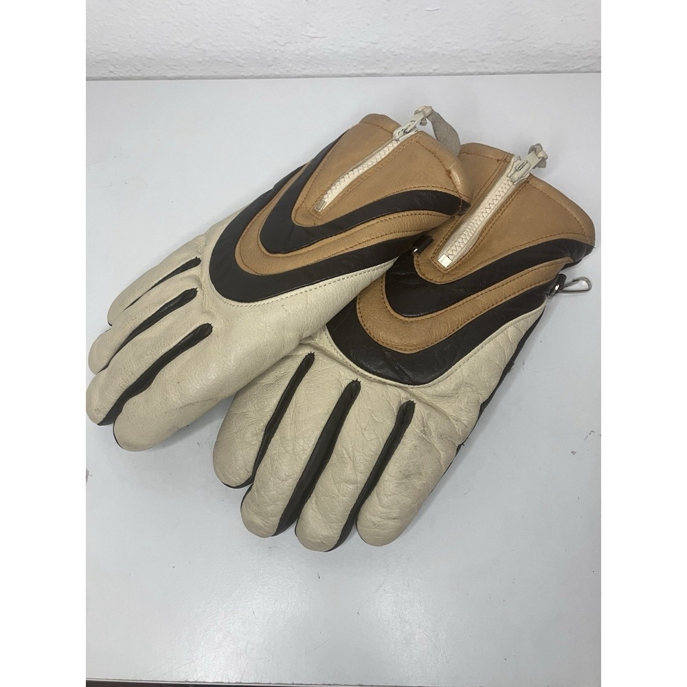 VTG Gordini Made in Japan Leather Ski Gloves Retro 80s Apres Ski Alpine Ladies M
